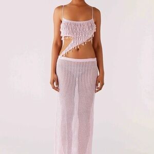 Peppermayo  Crochet maxi dress in Light Pink m/l
